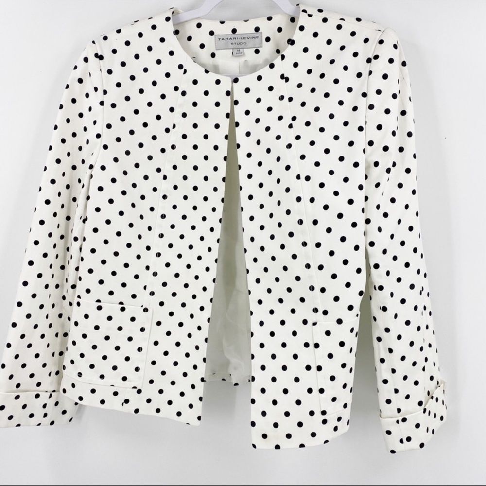 Tahari White and Black Polka Dot Blazer